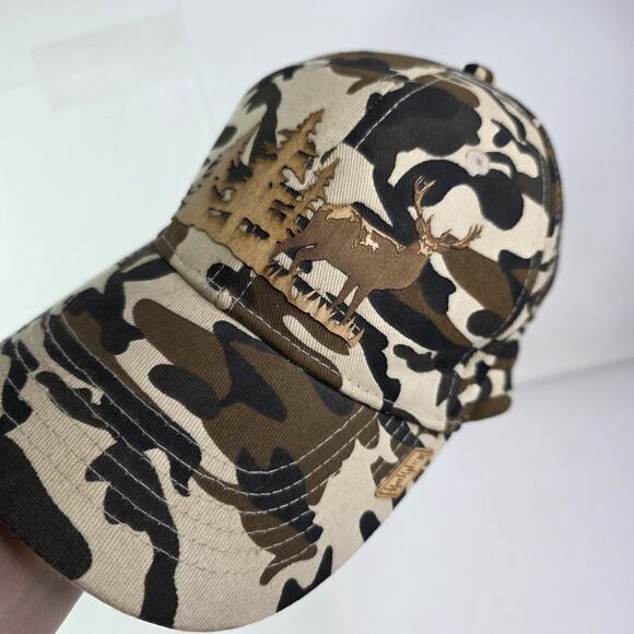 Heliner Camo Wooden Decal Accent Hat Cap Adj Strapback Hunters Avdenture Gift - Picture 1 of 11